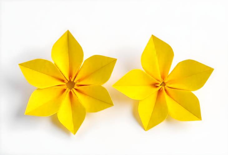 Joyful Origami Bright Yellow Flowers Against White